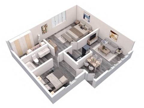 a floor plan of a house with a bedroom and a living room